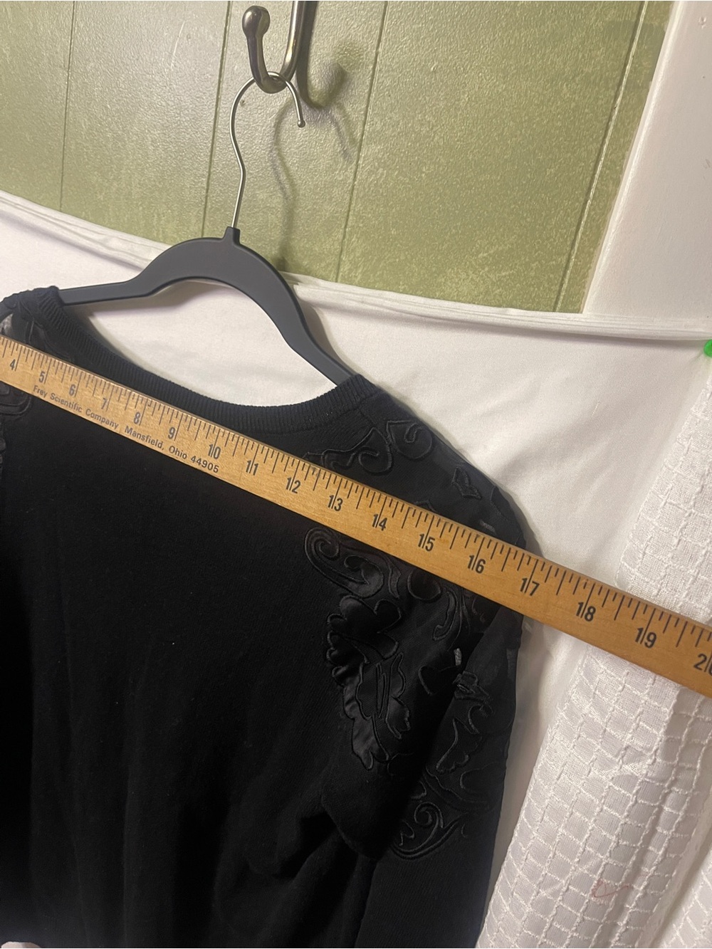 INC black sweater sheer floral appliqué - Picture 9 of 15